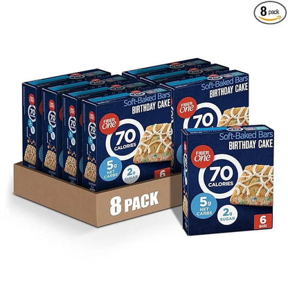 Fiber One 70 Calorie Soft-Baked Bars, Birthday Cake, Snack Bars, 6 ct (Pack of 8) - Product Image