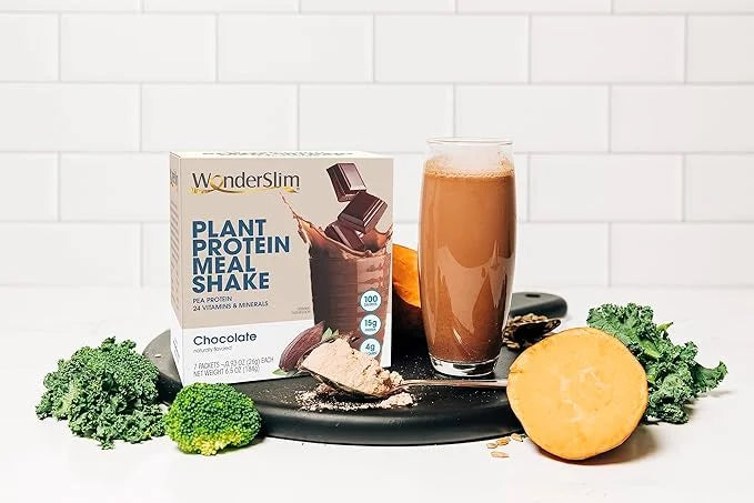 WonderSlim Plant Based Meal Replacement Shake, Chocolate, 15g Protein, Keto Friendly & Low Carb, Low Sugar, Gluten, Soy, &...