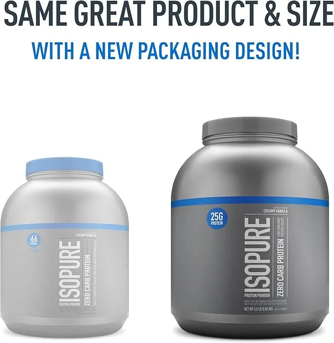 Isopure Zero Carb 100% Pure Whey Isolate Protein Powder, Lactose Free, Gluten Free, With Vitamins, Creamy Vanilla, 25g Pro...