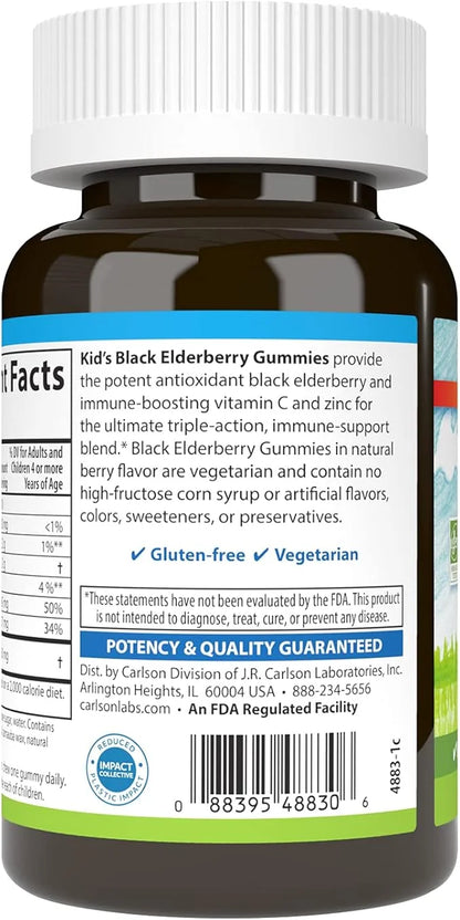 Carlson - Kid's Black Elderberry Gummies. 60 Gummies