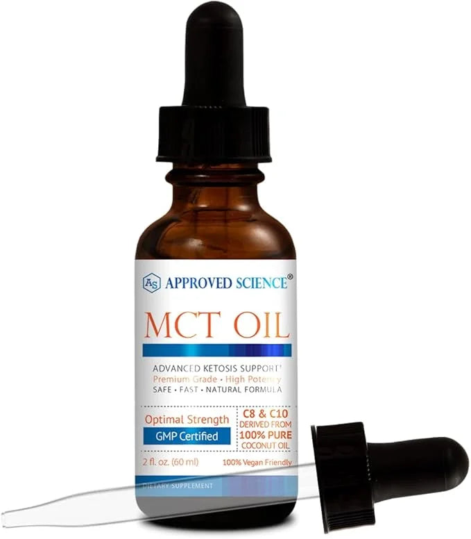 Approved Science® MCT Oil - Pure Medium-Chain Triglyceride (MCT) Oil derived from Coconuts with Caprylic Acid (C8) and Cap...