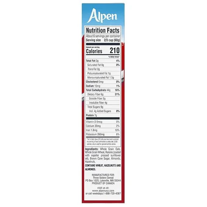 Alpen Original Muesli, Swiss Style Muesli Cereal, Whole Grain, Non-GMO Project Verified, Heart Healthy, Kosher, Vegan, 14 ...