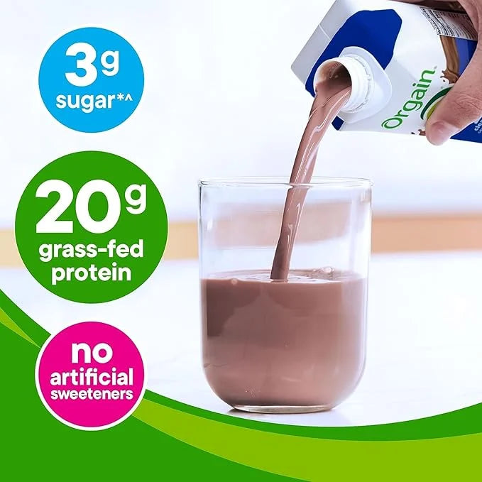 Orgain Clean Protein Shake, Grass Fed Dairy, Creamy Chocolate Fudge - 20g Whey High Protein, Kosher, Ready to Drink, Low N...