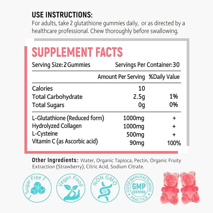 Glutathione Collagen Gummies, Collagen Gummies 60 Count