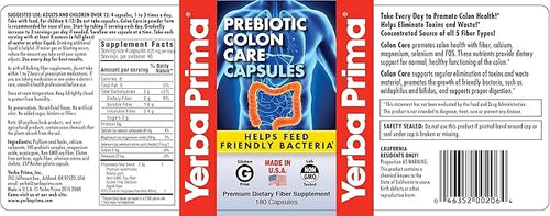Yerba Prima Prebiotics Colon Care Fiber 180 Capsules
