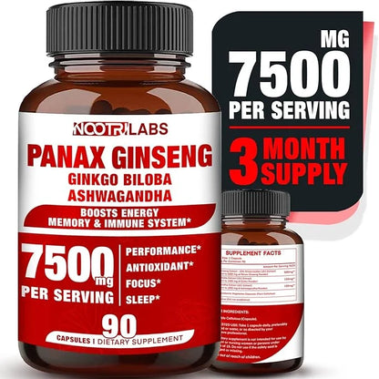 Korean Red Panax Ginseng 7500mg Highest 90 Vegan