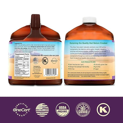 Lily of the Desert Aloe Vera Juice - Organic, Preservative-Free Inner Fillet Aloe Vera Drink with Natural Digestive Enzyme...