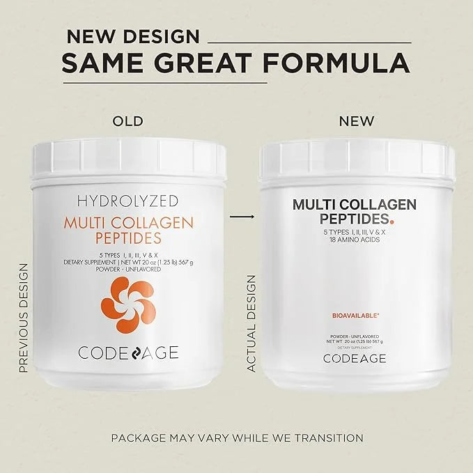 Codeage Multi Collagen Protein Powder Peptides, 2-Month Supply, Hydrolyzed, Type I, II, III, V, X Grass Fed All in One Sup...