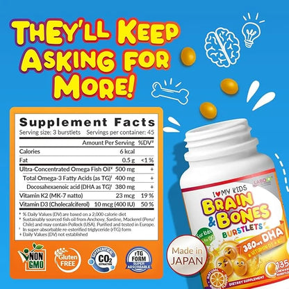 LABO Nutrition I My Kids Brain 76% Ultra-concentrated 3 DHA D3 & K2, Orange