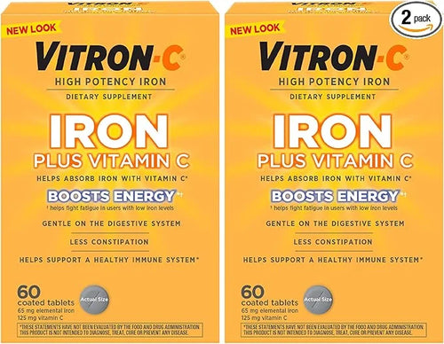 Vitron-C Iron Supplement, Once Daily, High 60 Count, 2 Pack
