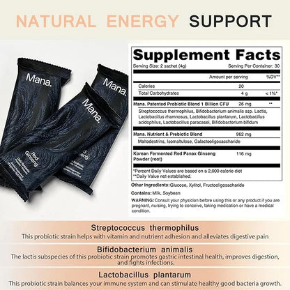 Mana Fermented Korean Red Ginseng Supplement- 60 Count