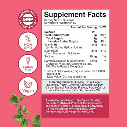 Hormone Balance for Women of All Ages - PMS Gummies and Cycle Support Supplements for Women with Vitamin B6 and Dong Quai ...