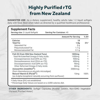Naturalis Ultimate rTG Omega 3 Fish 1800mg from Omega3s EPA, 90 Softgels