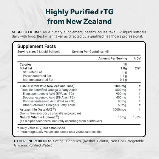 Naturalis Ultimate rTG Omega 3 Fish 1800mg from Omega3s EPA, 90 Softgels
