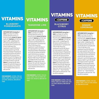 Nuun Hydration Vitamins Electrolyte Tablets, Mixed Flavor Pack + Caffeine, 5 Essential Electrolytes for Hydration + Vitami...