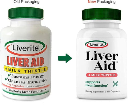 Liverite Liver Aid with Milk Thistle 2-Pack 150 150 Capsules 300), Liver
