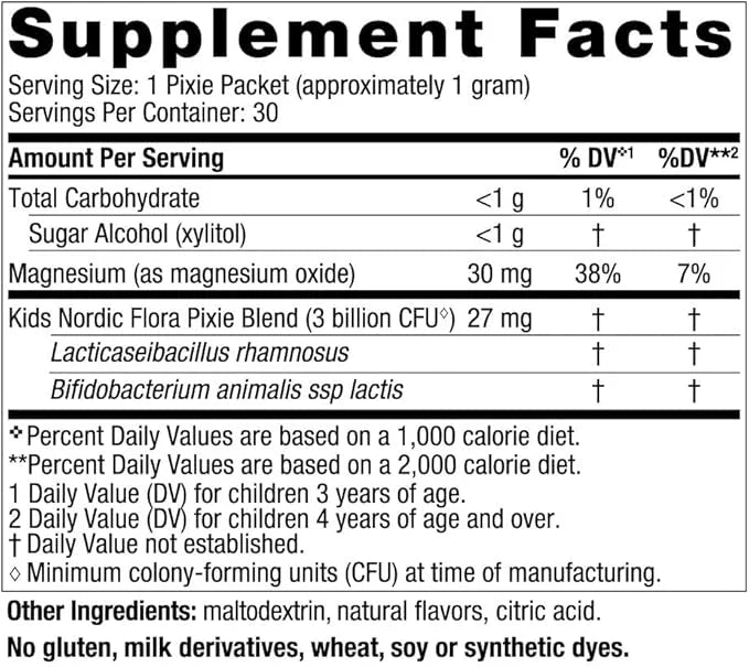 Nordic Naturals Kids Probiotic Pixies, Mixed Berry 30 Packets 3 Billion 30 Servings