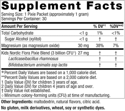 Nordic Naturals Kids Probiotic Pixies, Mixed Berry 30 Packets 3 Billion 30 Servings