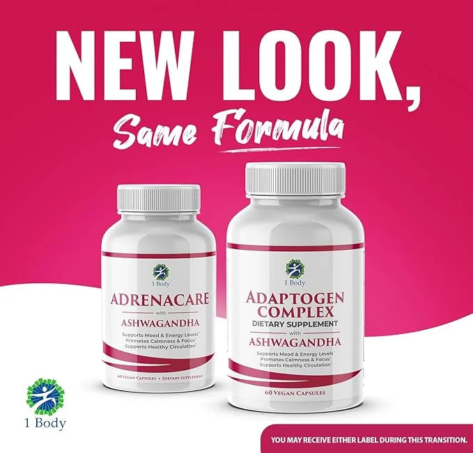 1 Body Ashwagandha Complex Supplement 120 Vegan