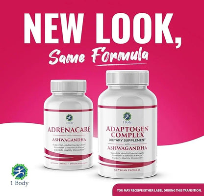 1 Body Ashwagandha Complex Supplement 120 Vegan