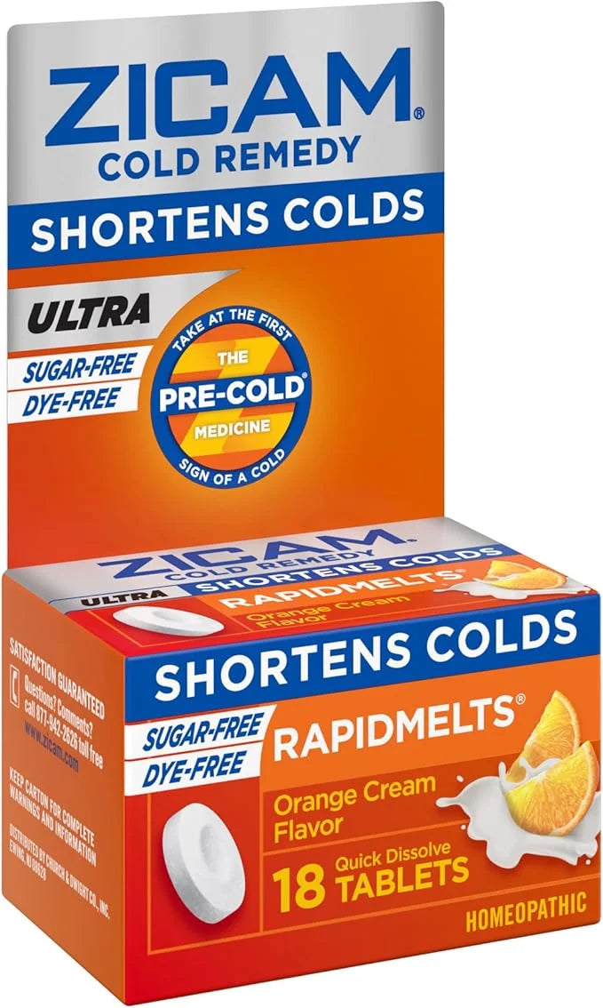 Zicam Ultra Cold Remedy Zinc Rapidmelts, Orange Cream Flavor, Homeopathic, Cold Shortening Medicine, Shortens Cold Duratio...