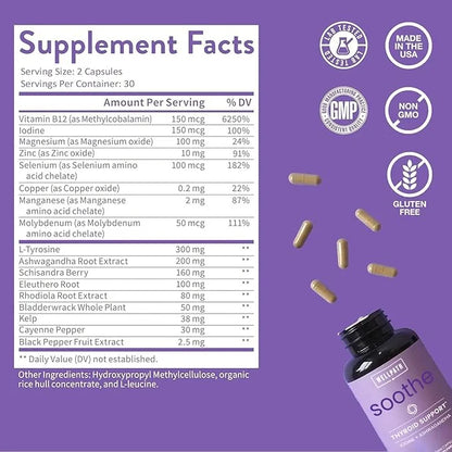 Soothe Hormone Balance for Women + Thyroid Support for Women (3-Pack) | Cortisol Manager, Mood Support, & Metabolism Boost...