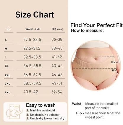 BATTEWA Incontinence Underwear for Women Hi-Waist (Beige,2X-Large,3-Pack)