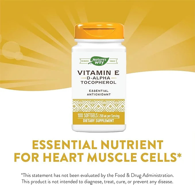 Nature’s Way Vitamin E D-Alpha Tocopherol 268 mg 100 Softgels