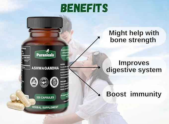 Ashwagandha Premium 320 Capsules Non GMO 500 mg 100% Pure