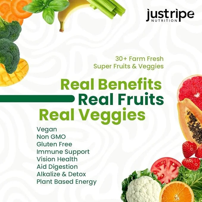 Fruits and Veggies Supplement - 90 Fruit and 90 Vegetable Capsules - 100% Whole Natural Superfood - Filled with Vitamins a...