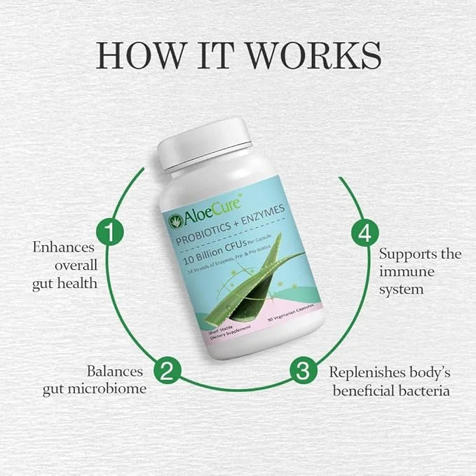 AloeCure Probiotics with 10 Billion CFU 30 Capsules