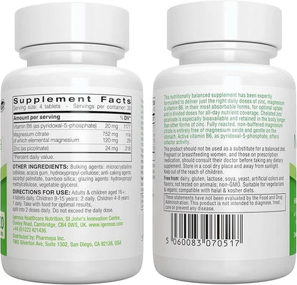 Neurobalance, High Absorption Zinc Magnesium B6 24mg, Oxide-Free B6, 120 120 Tablets,