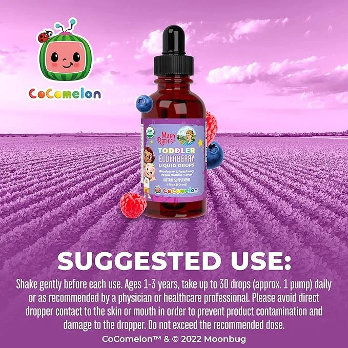 MaryRuth Organics Cocomelon Toddler Elderberry Syrup, 1-3 Years, 1 Fl