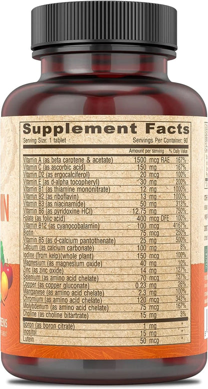 DEVA Vegan Multivitamin & Mineral Supplement Iron-Free 100% Vegan 90 Count 1)