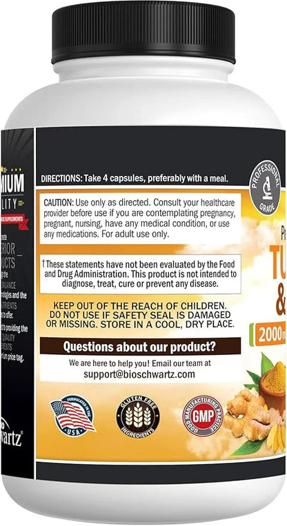 Turmeric Curcumin and Ginger 2000mg 95% Standardized 160 Capsules