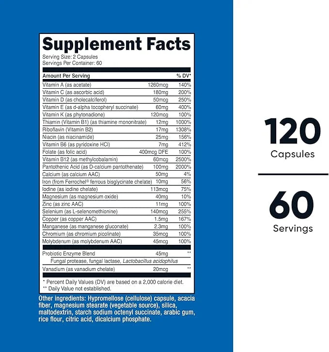 Nutricost Multivitamin with Probiotics 120 Vegetarian Capsules