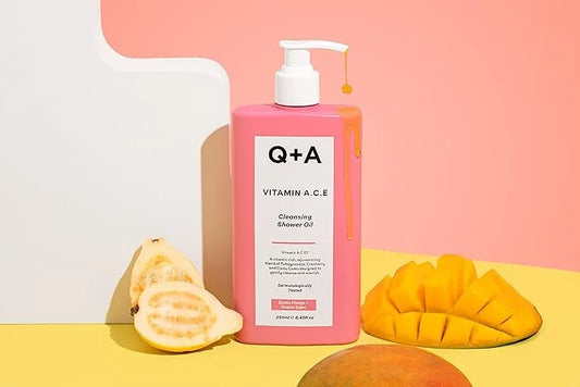 Q+A Vitamin A.C.E Cleansing Shower Oil, blend of vitamin-rich Fruit Extracts and Oils, plus a Superfood Complex supporting...