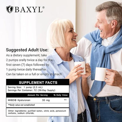 BAXYL® - Liquid Hyaluronic Acid for Joint Relief Supplement (Vegan, Gluten-Free, Non-GMO, Patented Oral MHB3) | 6 Oz, 36 D...