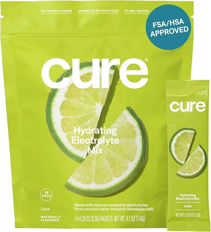 Cure Hydrating Plant Based Electrolyte Mix | Powder for Dehydration Relief | Made with Coconut Water | Non-GMO | No Added ...