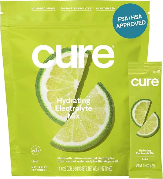 Cure Hydrating Plant Based Electrolyte Mix | Powder for Dehydration Relief | Made with Coconut Water | Non-GMO | No Added ...