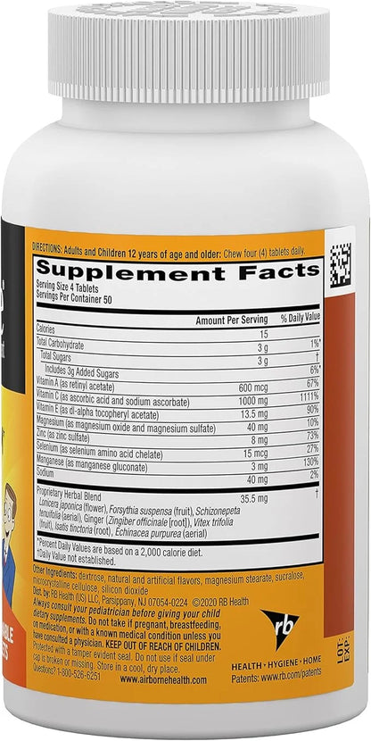 Airborne 1000mg Chewable Tablets with Zinc, 200 Tablets,