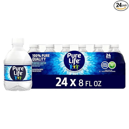 Pure Life Purified Water Bottles, 24 Pack - Still Bottled Water Enhanced with Minerals for a Crisp Taste, Plastic Bottles ...