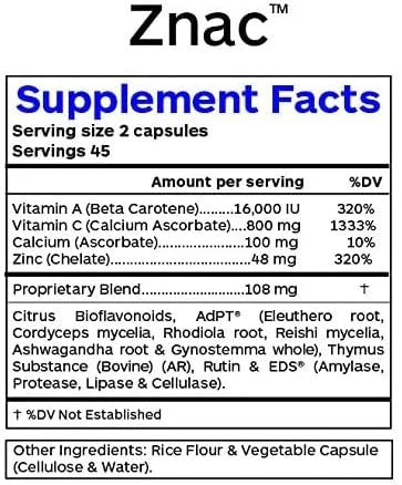 Zinc Immune Support Supplement with Vitamin 60 Vegetarian