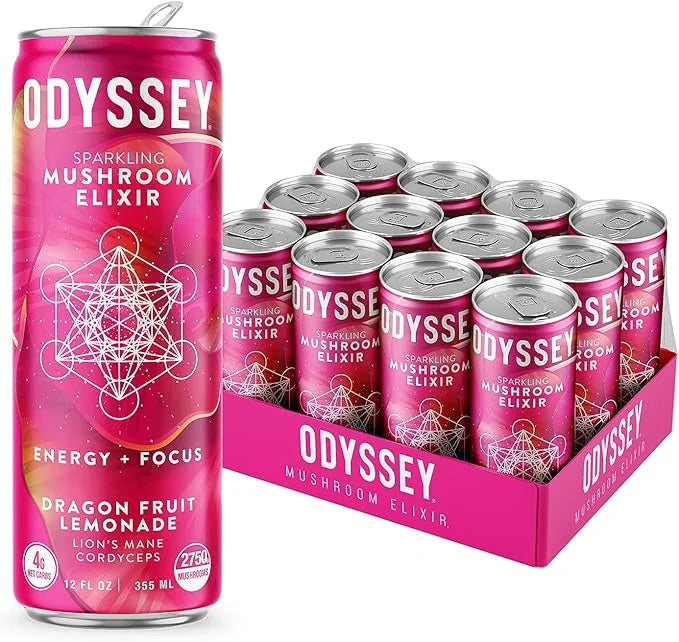 Odyssey Elixir Sparkling Adaptogen Drink, Low 12 Fl 12 Pack