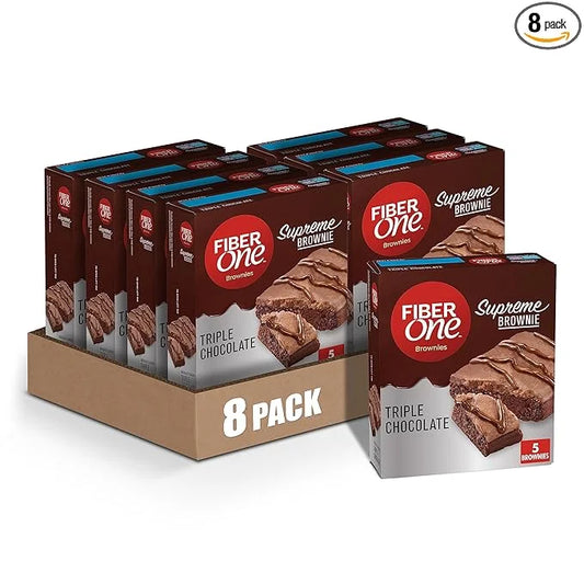 Fiber One Supreme Brownies, Triple Chocolate, Snack Bars, 1.13 oz, 5 ct (Pack of 8) - Product Image