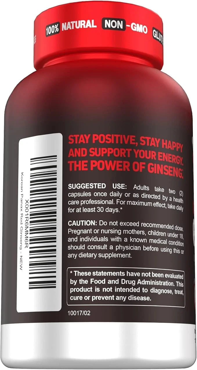 Herbtonics Korean Red Panax Ginseng 1500mg -120 Capsules