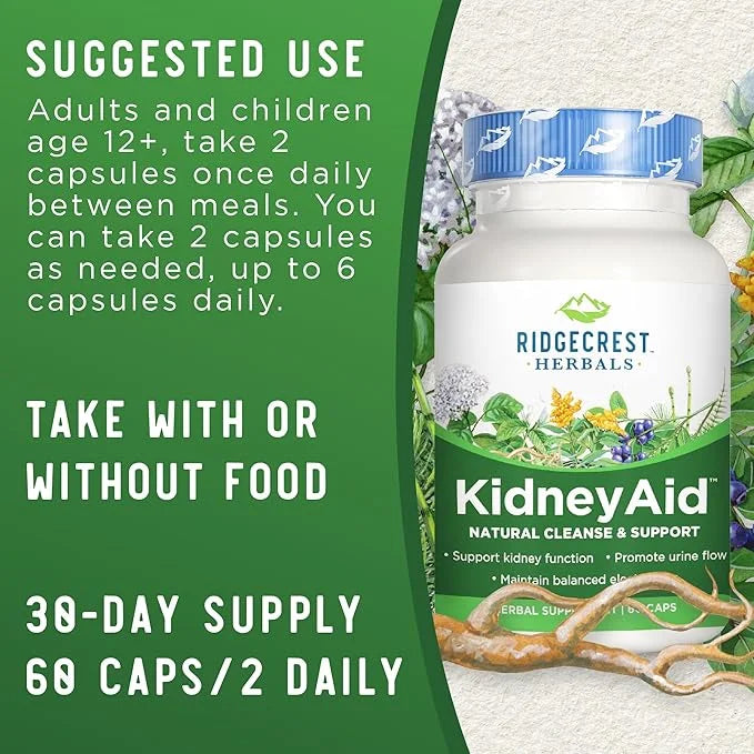 Ridgecrest KidneyAid, Herbal Cleanse and Support 60 Vegan
