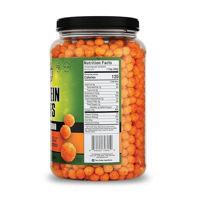 Twin Peaks Protein Puffs - (Jalapeno Cheddar), Keto Friendly, Low Carb Snack (300g, 21g Protein, 2g Net Carbs, High Protei...