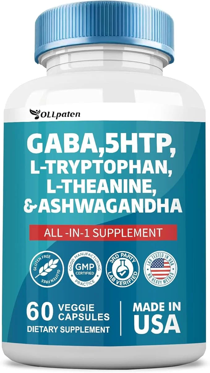 GABA 750mg 5 HTP 200mg L 500mg L 200mg Ashwagandha 3000mg SAM-e 60 Capsules