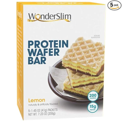 WonderSlim Protein Wafer Snack Bar, Lemon, 200 Calories, 15g Protein, 0mg Cholesterol (5ct) - Product Image